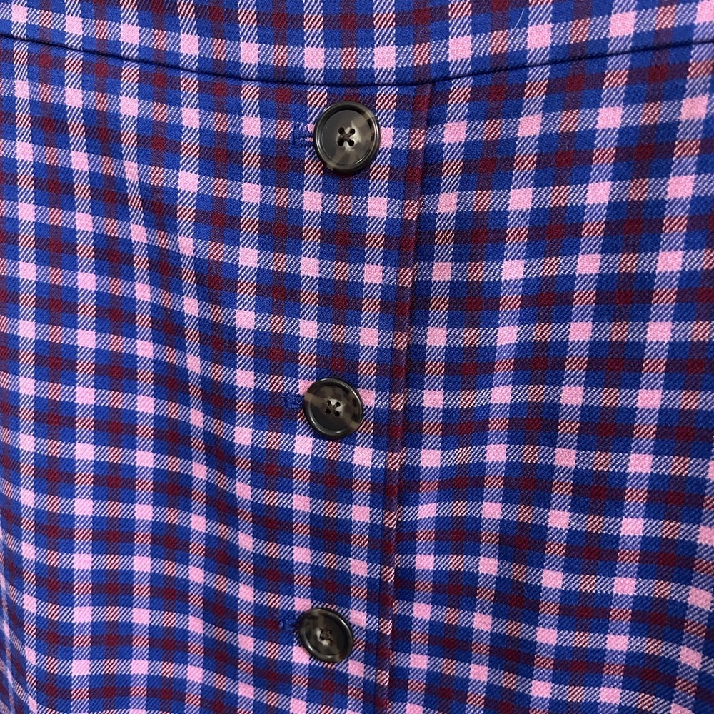 EUC like new size 12 Large J. Crew Purple Plaid Pencil Skirt with buttons. - Picture 5 of 14